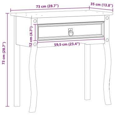 vidaXL Κονσόλα Λευκό 73x35x73cm Στερεά ξυλεία πεύκου 1 τεμ.