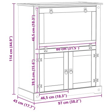 vidaXL Ντουλάπι κρασιού Λευκό 97x45x114cm Στερεά ξυλεία πεύκου 1 τεμ.