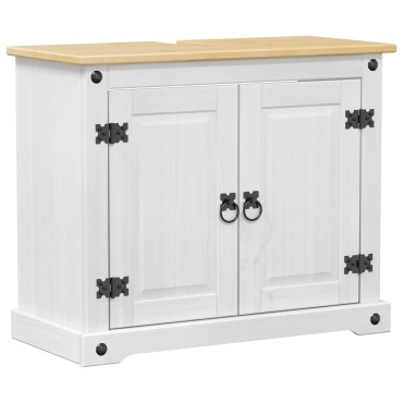 vidaXL Ντουλάπι νιπτήρα Λευκό 73x33x60cm Στερεά ξυλεία πεύκου