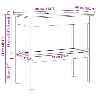 vidaXL Τραπέζι κονσόλας Κερωμένο Καφέ 80x40x75cm Στερεό πεύκο