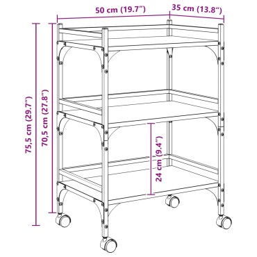 vidaXL Καρότσι Κουζίνας Δρύς Sonoma 50x35x75,5 εκ 1 τεμ.