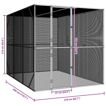 vidaXL Κλουβί Πουλιών Ανθρακί 210 x 304 x 213 εκ