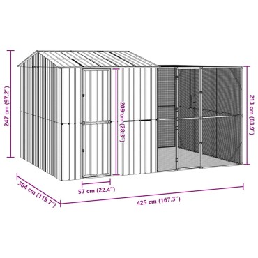 vidaXL Κλουβί Πουλιών Ανθρακί 425 x 304 x 247 εκ Επικαλυμμένος Χάλυβας