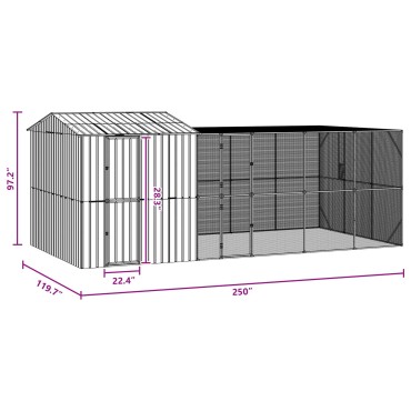 vidaXL Κλουβί Πουλιών Ανθρακί 635 x 304 x 247 εκ Επικαλυμμένος Χάλυβας