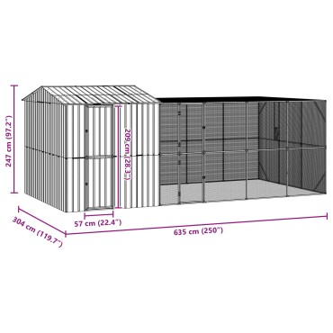 vidaXL Κλουβί Πουλιών Ανθρακί 635 x 304 x 247 εκ Επικαλυμμένος Χάλυβας
