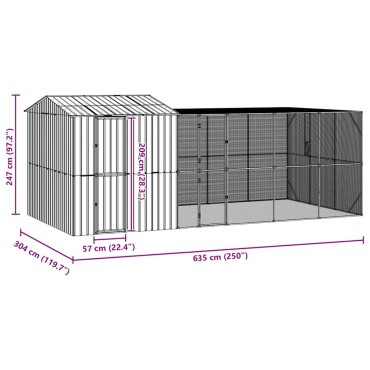 vidaXL Κλουβί Πουλιών Ανθρακί 635 x 304 x 247 εκ Επικαλυμμένος Χάλυβας