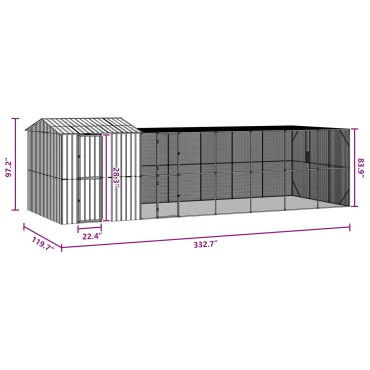 vidaXL Κλουβί Πουλιών Ανθρακί 845 x 304 x 247 εκ Επικαλυμμένος Χάλυβας