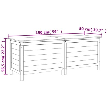 vidaXL Μπαούλο Αποθήκευσης Κήπου 150x50x56,5cm από Μασίφ Ξύλο Ελάτης 1 τεμ.