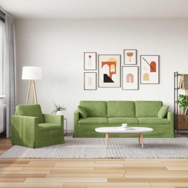 vidaXL Σετ Καναπέ 2 τεμ. Ανοιχτό Πράσινο Βελούδο 228x78x80cm  Διθέσιος