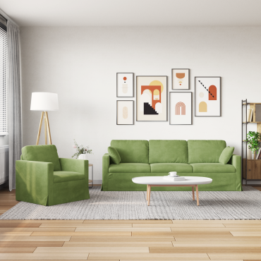 vidaXL Σετ Καναπέ 2 τεμ. Ανοιχτό Πράσινο Βελούδο 228x78x80cm  Διθέσιος