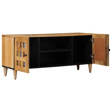 vidaXL Ντουλάπι TV με ράφι Φυσικό 105x33x46cm Στερεό ξύλο μάνγκο 1 τεμ.