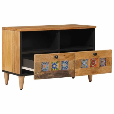 vidaXL Ντουλάπι TV με ράφι Φυσικό 70x33x46cm Στερεό ξύλο μάνγκο 1 τεμ.