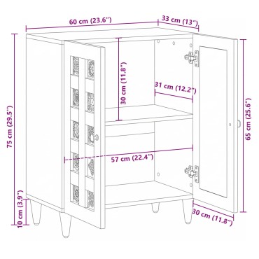 vidaXL Πλαϊνό γραφείο 60x33x75cm Στερεό ξύλο μάνγκο Φυσικό