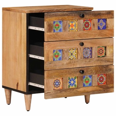 vidaXL Κομοδίνο με συρτάρι Φυσικό 50x33x62cm Στερεό ξύλο μάνγκο 1 τεμ.