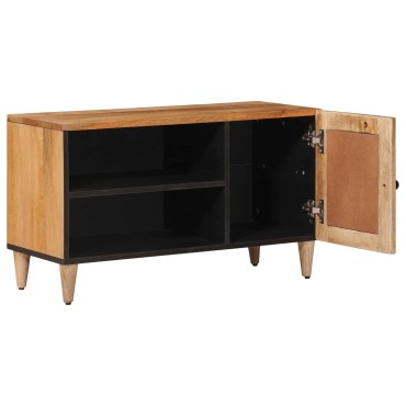 vidaXL Ντουλάπι TV με πόρτα Φυσικό 80x33x46cm Στερεό ξύλο μάνγκο 1 τεμ.