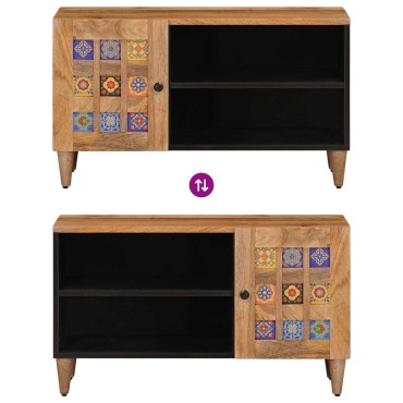 vidaXL Ντουλάπι TV με πόρτα Φυσικό 80x33x46cm Στερεό ξύλο μάνγκο 1 τεμ.