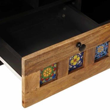 vidaXL Ντουλάπι TV με ράφι Φυσικό 100x33x46cm Στερεό ξύλο μάνγκο 1 τεμ.