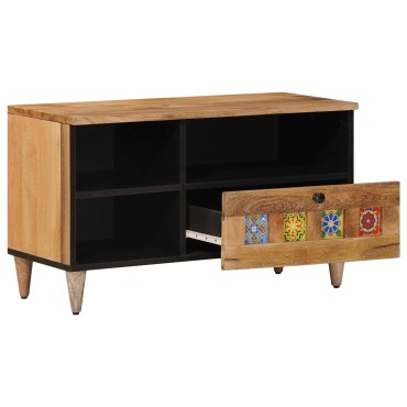 vidaXL Ντουλάπι TV με ράφι Φυσικό 80x33x46cm Στερεό ξύλο μάνγκο 1 τεμ.