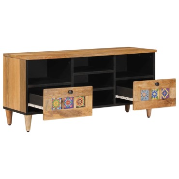 vidaXL Ντουλάπι TV με ράφι Φυσικό 100x33x46cm Στερεό ξύλο μάνγκο 1 τεμ.