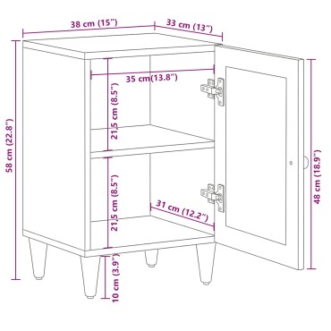 vidaXL Ντουλάπι Μπάνιου Φυσικό 38x33x58cm Στερεό ξύλο μάνγκο