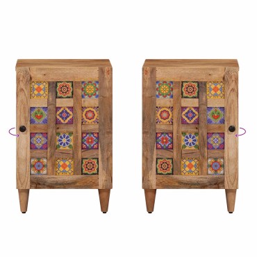 vidaXL Ντουλάπι Μπάνιου Φυσικό 38x33x58cm Στερεό ξύλο μάνγκο