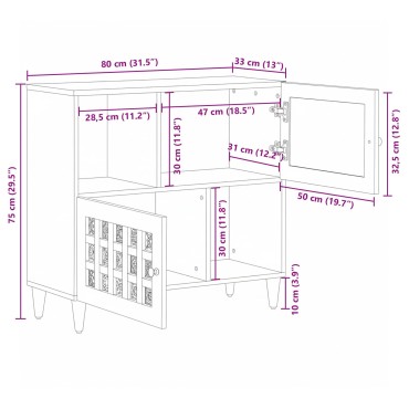 vidaXL Πλαϊνό γραφείο Φυσικό 80x33x75cm Στερεό ξύλο μάνγκο