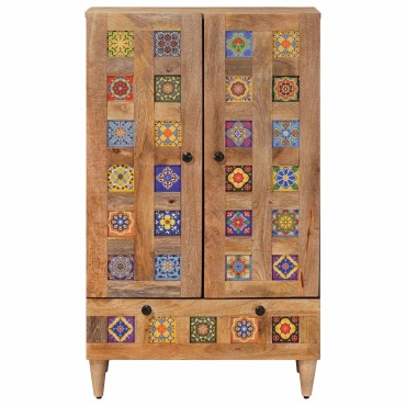 vidaXL Highboard Φυσικό 60x33,5x100cm Στερεό ξύλο μάνγκο