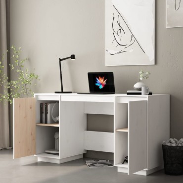 vidaXL Γραφείο Λευκό 140x50x75cm από Μασίφ Ξύλο Πεύκου 1 τεμ.