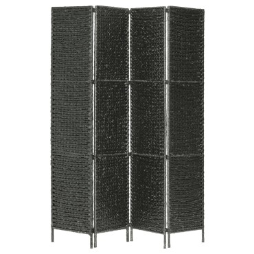 vidaXL Διαχωριστικό Δωματίου 4 Πάνελ Μαύρο 154x160cm Υάκινθος Νερού 1 τεμ.