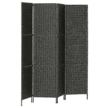 vidaXL Διαχωριστικό Δωματίου 4 Πάνελ Μαύρο 154x160cm Υάκινθος Νερού 1 τεμ.