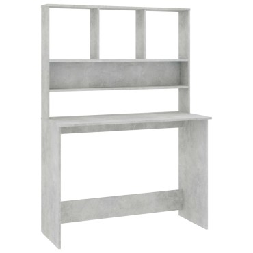 vidaXL Γραφείο με Ράφια Γκρι Σκυροδέματος 110x45x157cm Μοριοσανίδα 1 τεμ.