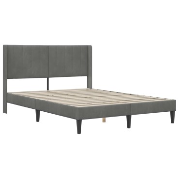 vidaXL Σκελετός κρεβατιού με στρώμα Σκούρο Γκρι 120 x 190 cm Βελούδο