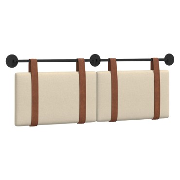 vidaXL Κρεμαστό Κεφαλάρι Επιτοίχιο Κρεμ 130x55x5cm Αντίκα PU