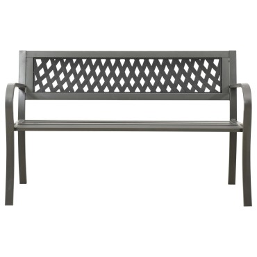 vidaXL Παγκάκι Κήπου Γκρι Ατσάλινο 125x53x77cm 1 τεμ.
