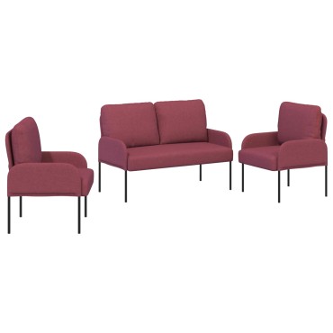 vidaXL Σετ Καναπέ 3 τεμ. Κόκκινο Κόντρα πλακέ 115x56x80cm  Τριθέσιος