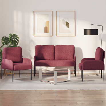 vidaXL Σετ Καναπέ 3 τεμ. Κόκκινο Κόντρα πλακέ 115x56x80cm  Τριθέσιος