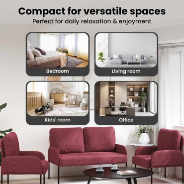 vidaXL Σετ Καναπέ 3 τεμ. Κόκκινο Κόντρα πλακέ 115x56x80cm  Τριθέσιος