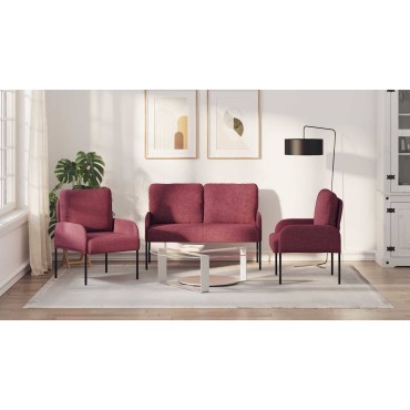 vidaXL Σετ Καναπέ 3 τεμ. Κόκκινο Κόντρα πλακέ 115x56x80cm  Τριθέσιος
