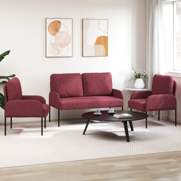 vidaXL Σετ Καναπέ 3 τεμ. Κόκκινο Κόντρα πλακέ 115x56x80cm  Τριθέσιος
