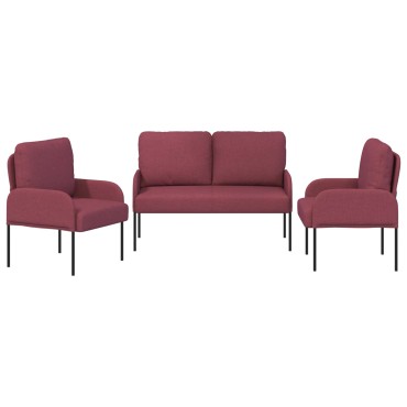 vidaXL Σετ Καναπέ 3 τεμ. Κόκκινο Κόντρα πλακέ 115x56x80cm  Τριθέσιος