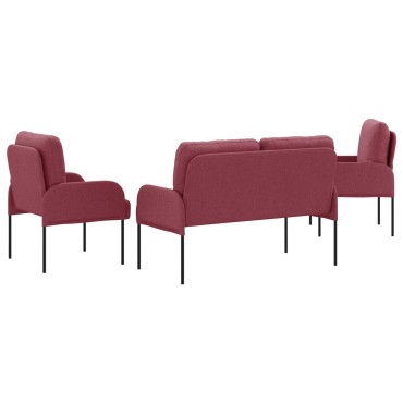 vidaXL Σετ Καναπέ 3 τεμ. Κόκκινο Κόντρα πλακέ 115x56x80cm  Τριθέσιος