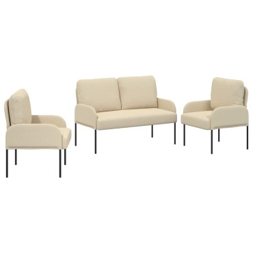 vidaXL Σετ Καναπέ 3 τεμ. Κρεμ Κόντρα πλακέ 115x56x80cm  Τριθέσιος