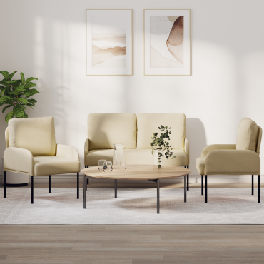 vidaXL Σετ Καναπέ 3 τεμ. Κρεμ Κόντρα πλακέ 115x56x80cm  Τριθέσιος