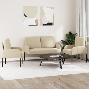 vidaXL Σετ Καναπέ 3 τεμ. Κρεμ Κόντρα πλακέ 115x56x80cm  Τριθέσιος