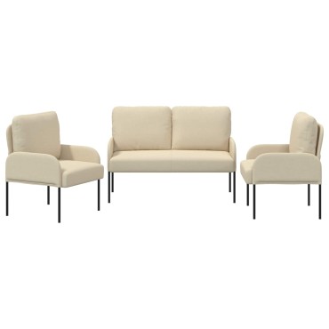 vidaXL Σετ Καναπέ 3 τεμ. Κρεμ Κόντρα πλακέ 115x56x80cm  Τριθέσιος