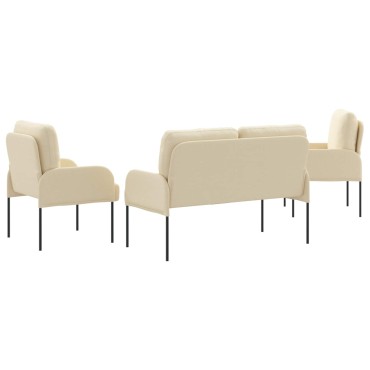 vidaXL Σετ Καναπέ 3 τεμ. Κρεμ Κόντρα πλακέ 115x56x80cm  Τριθέσιος