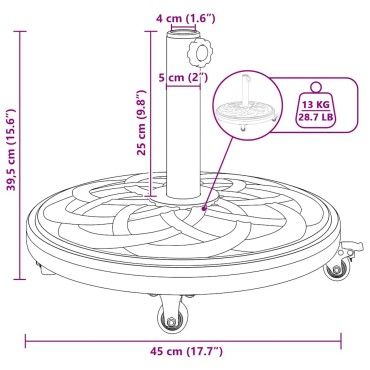 vidaXL Βάση ομπρέλας 15.35 kg Μαύρο Σίδερο Εγκύκλιος