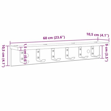 vidaXL Τοίχου Κρεμάστρα Επιτοίχιο Artisan Oak 60x10,5x10,5 εκ