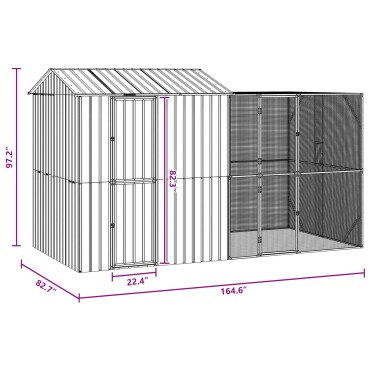 vidaXL Κλουβί Πουλιών Ανθρακί 418 x 210 x 247 εκ Επικαλυμμένος Χάλυβας
