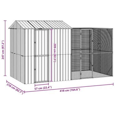 vidaXL Κλουβί Πουλιών Ανθρακί 418 x 210 x 247 εκ Επικαλυμμένος Χάλυβας